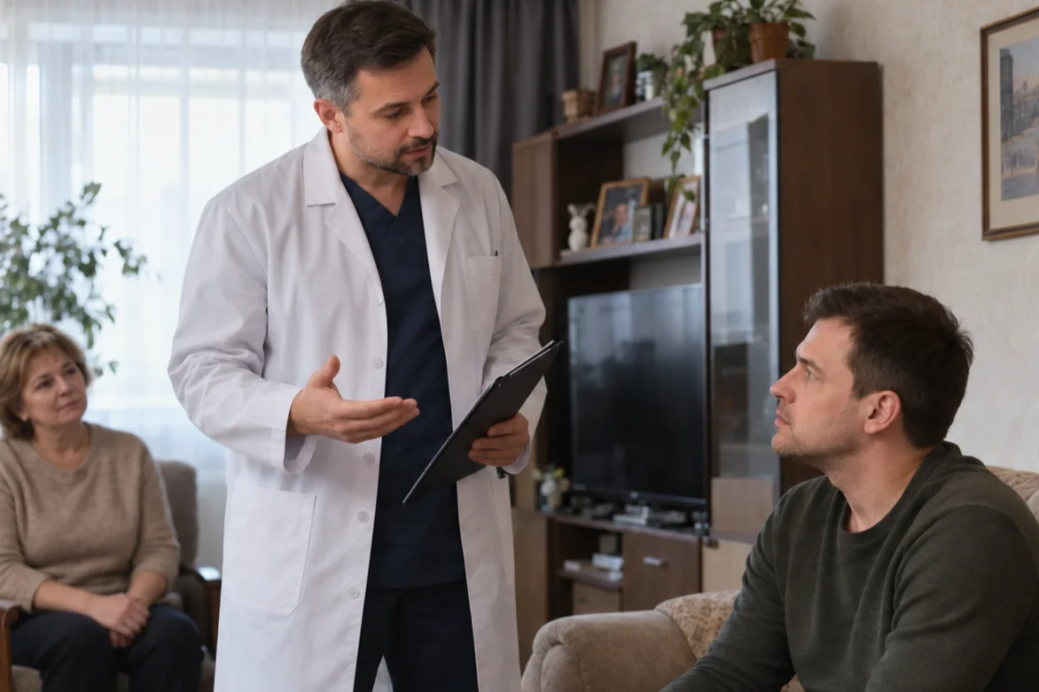 Врач проводит интервенцию на дому